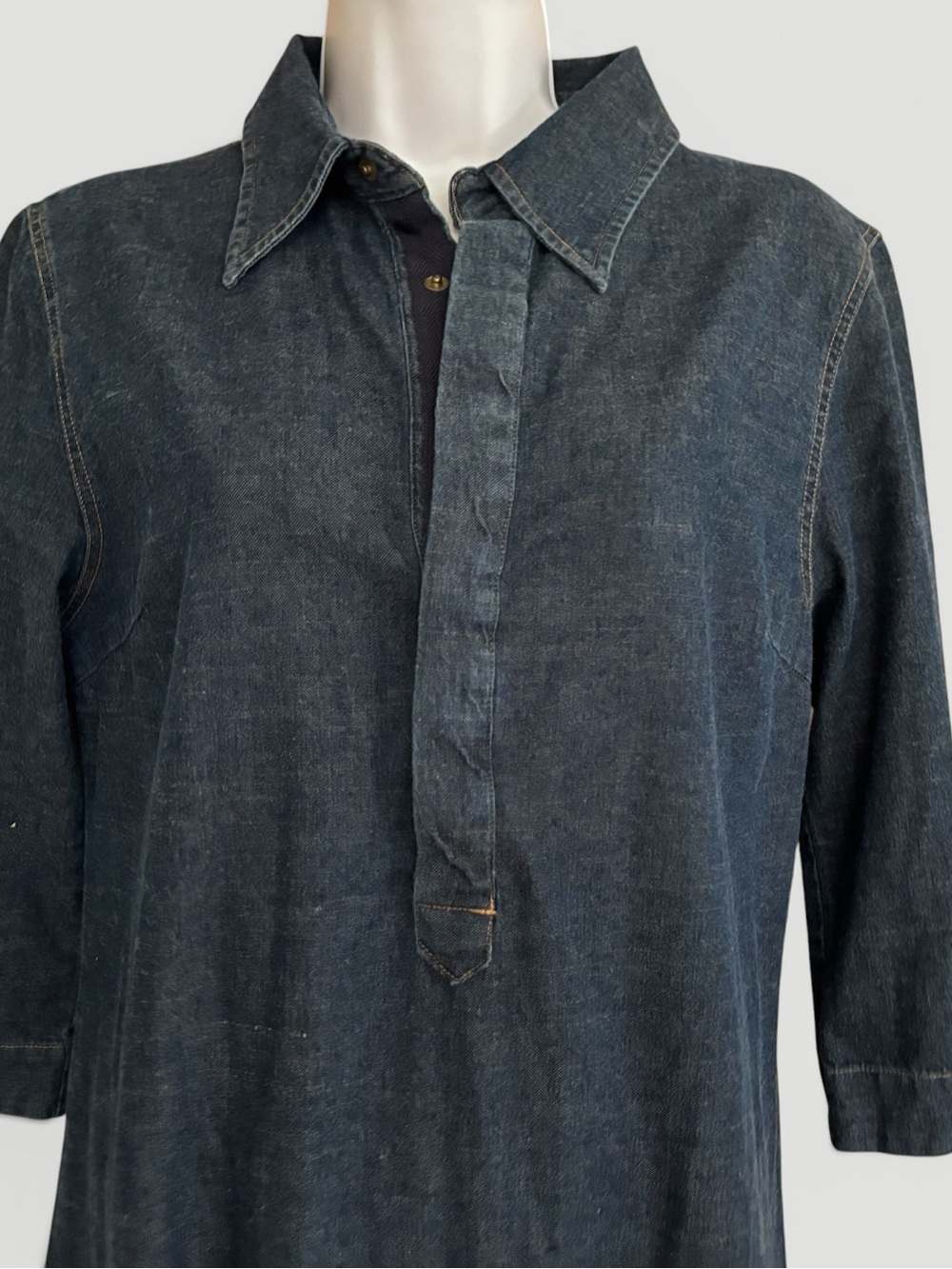 Vintage 1970s Rocky Girls Casual Wear Hennes H&M Denim Western Fringe Hem Dress - Picture 2 of 10